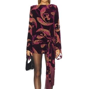 Thesaly Velvet Dress in Dark Paisley Retrofete